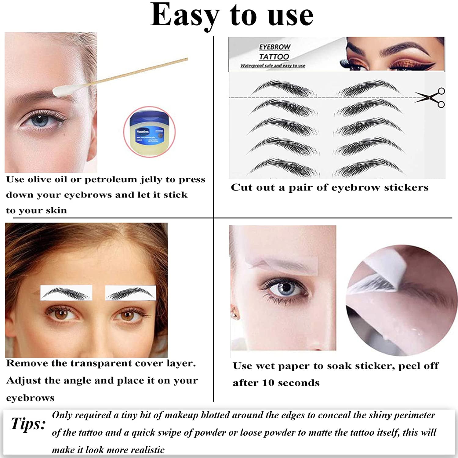 4D Hair-like Authentic Eyebrows,Brown Imitation Tattoo Eyebrow Stickers Ecological Lazy Natural Brow Waterproof Makeup Tool 20 Pairs - Walmart.com